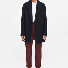 Short belted wool coat -  Navy  - Coats & Jackets - COS US