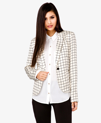Grid Pattern Satin Blazer | FOREVER21 - 2017307047