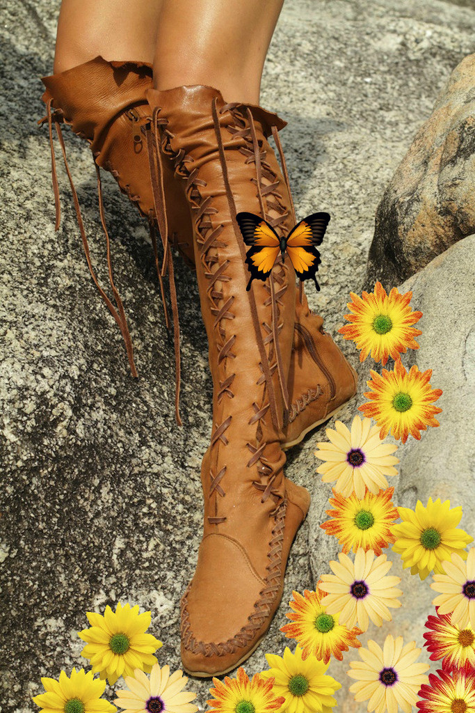 Gipsy Dharma Tan Knee High Leather Boots