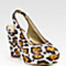 Stella McCartney - Leopard-Print Canvas Slingback Wedges - Saks.com