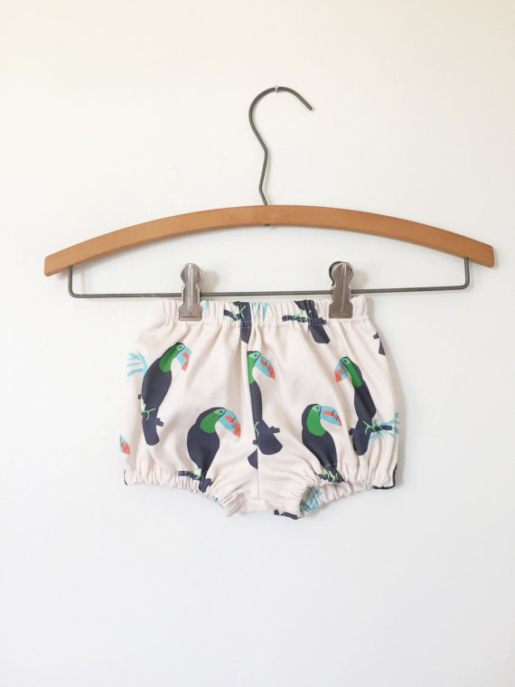 baby bloomers in toucan print organic baby by LolaandStella