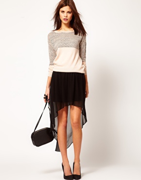 Warehouse | Warehouse Floral Lace Stripe Sweater at ASOS