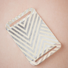 Silvery Chevron Tray in  SHOP Décor For the Table at BHLDN