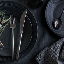 Danish Black Fluted Porcelain Dinnerware - TRNK