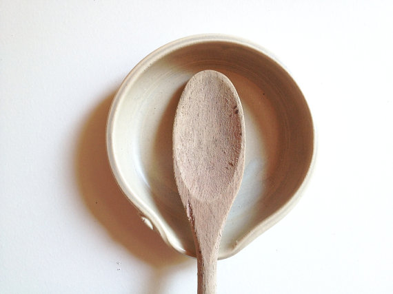 Spoon Rest in Cream Stoneware Ceramic Pottery by lofficina on Etsy