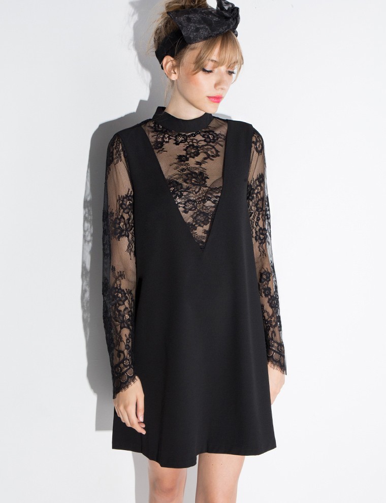 Black Lace Babydoll Dress
