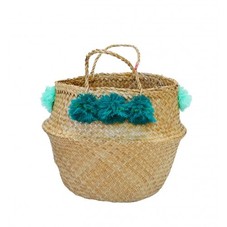 Eliza&nbsp;Gran&nbsp;Medium Venice Pom Pom Basket, Blue - Accessories
