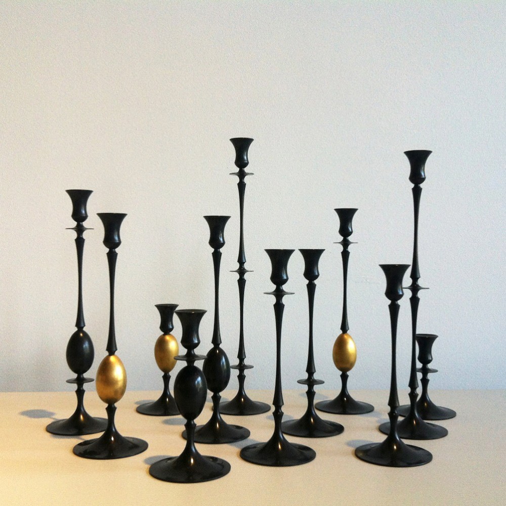 Biedermeier Candlestick Collection in Oxidized Bronze  - The Future Perfect