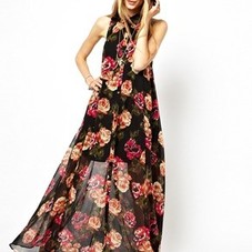 ASOS | ASOS Maxi Dress With Halter In Floral at ASOS