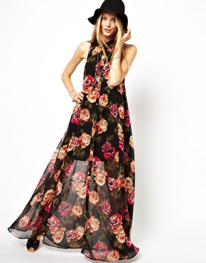 ASOS | ASOS Maxi Dress With Halter In Floral at ASOS