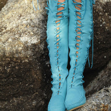 Turquoise Knee High Boots