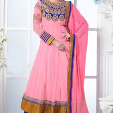 Pink Georgette Resham Embroidered Anarkali Suit