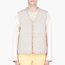 Chloe Taupe Quilted Sleeve Bomber Jacket for women | SSENSE
