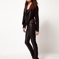 Tripp NYC | Tripp Nyc Leather Look Front Back Split Skinny Jeans at ASOS