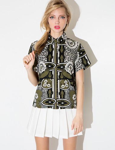 Green Floral Damask Shirt