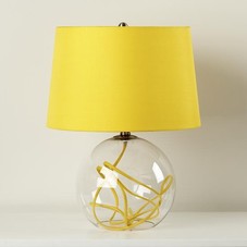 The Land of Nod | Kids Lighting: Yellow Crystal Ball Table Lamp in Table Lamps