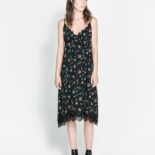 PRINTED DRESS WITH LACE TRIM - Dresses - Woman | ZARA United States