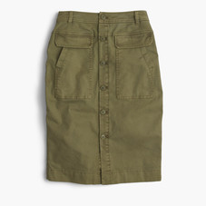Pre-order Button-front garment-dyed skirt in stretch twill : skirts | J.Crew