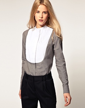 ASOS | ASOS Shirt with Pintuck and Mandarin Collar at ASOS