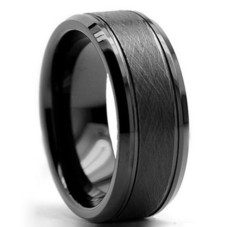 Black Tungsten Carbide Mens Brushed Center 8mm Wedding Band Ring ALL Size M18 | eBay