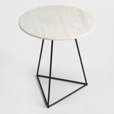 White Marble and Metal Round Accent Table | World Market
