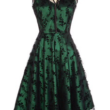 Emerald & Onyx Lace Cocktail Dress