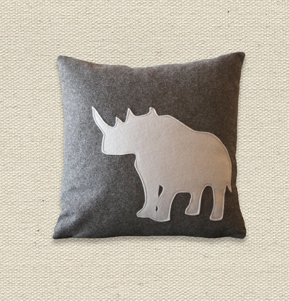 Rhino Felt Pillow Cover by ekofabrik on Etsy